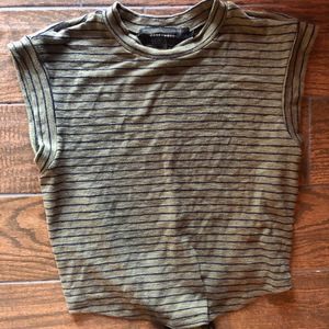 Code Mode Olive Navy Striped Top NWT Large